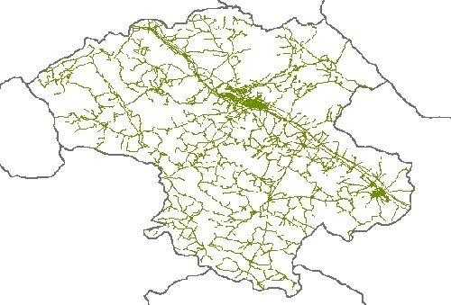 نقشه GIS راههای استان زنجان با آخرین تغییرات سال 96در فرمت Shapefile 
