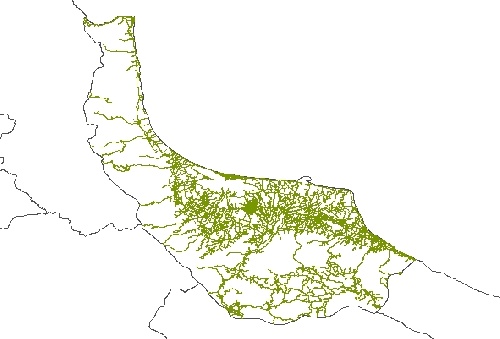 نقشه GIS راههای استان گیلان با آخرین تغییرات سال 96در فرمت Shapefile 