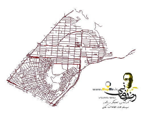 نقشه GIS معابر منطقه یک-1 شهر کرج با آخرین تغییرات سال 96در فرمت Shapefile  