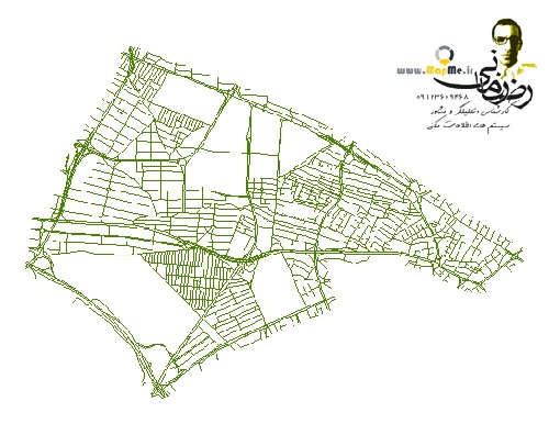 نقشه GIS معابر منطقه نه-9 شهر کرج با آخرین تغییرات سال 96در فرمت Shapefile  