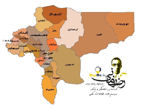 دانلود نقشه تقسیمات شهرستانی استان اصفهان در فرمت AI و PDF قابل استفاده در نرم افزارهای گرافیکی نظیر ایلاستریتور  