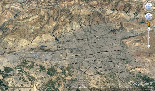 نقشه KML مرز مناطق 22گانه شهر تهران