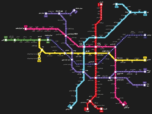 نقشه وکتور گرافیکی مترو شهر تهران سال 97 قابل استفاده در نرم افزار های گرافیکی