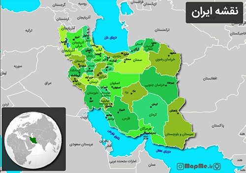 دانلود نقشه وکتور آخرین تقسیمات  استانی به همراه مراکز استان و کشور های همسایه در دو فرمت PDF , EPS