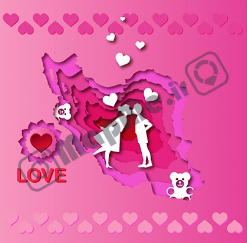 دانلود طرح وکتور نقشه ایران مناسب ولنتاین به صورت لایه در فرمتهای png,eps,ai,pdf