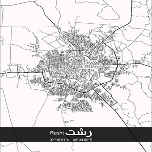 دانلود فایل وکتور پوستر نقشه گرافیکی خیابان های شهر رشت