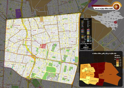 دانلود جدیدترین نقشه pdf منطقه چهارده شهر تهران بزرگ با کیفیت بسیار بالا در ابعاد بزرگ