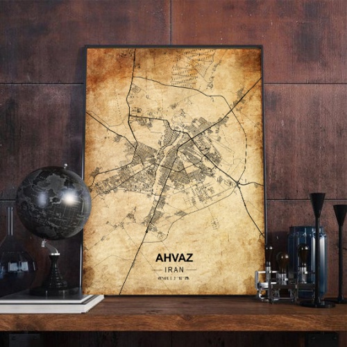 پوستر نقشه مدرن شهر اهواز در فرمت عکس با کیفیت بالا