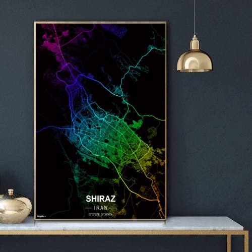 پوستر نقشه مدرن شهر شیراز در فرمت عکس با کیفیت بالا