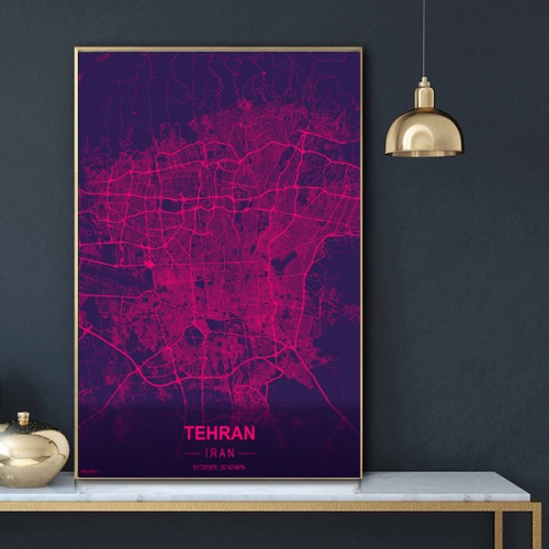 پوستر نقشه مدرن شهر تهران در فرمت عکس با کیفیت بالا