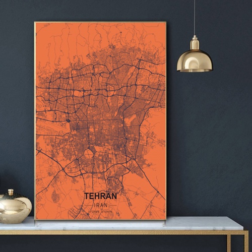 پوستر نقشه مدرن شهر تهران در فرمت عکس با کیفیت بالا
