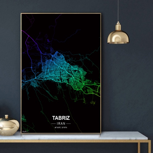 پوستر نقشه مدرن شهر تبریز در فرمت عکس با کیفیت بالا