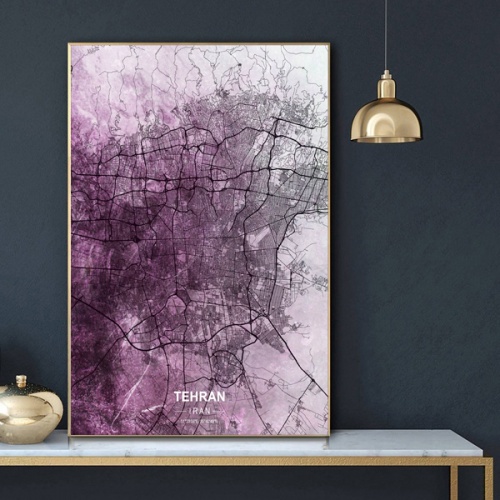 پوستر نقشه مدرن شهر تهران در فرمت عکس با کیفیت بالا