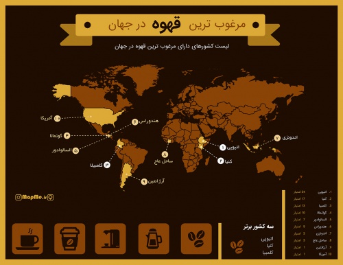 نقشه pdf جهان با موضوع قهوه