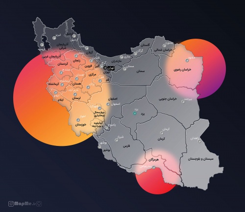 نقشه جدید وکتور استان های ایران به صورت شیشه ای گلس مورفیس
