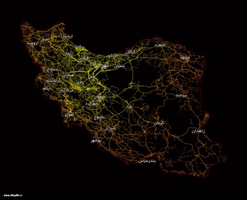 نقشه هنری راههای ایران به همراه مراکز استان در ابعاد 50*60