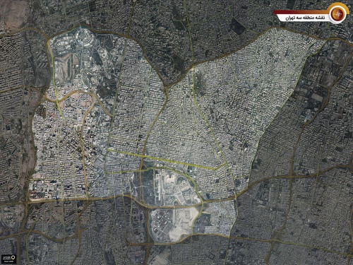 دانلود جدیدترین نقشه و تصویر ماهواره ای منطقه 3 شهر تهران بزرگ با کیفیت بسیار بالا  در ابعاد بزرگ