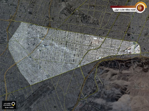دانلود جدیدترین نقشه و تصویر ماهواره ای منطقه 8 شهر تهران بزرگ با کیفیت بسیار بالا  در ابعاد بزرگ