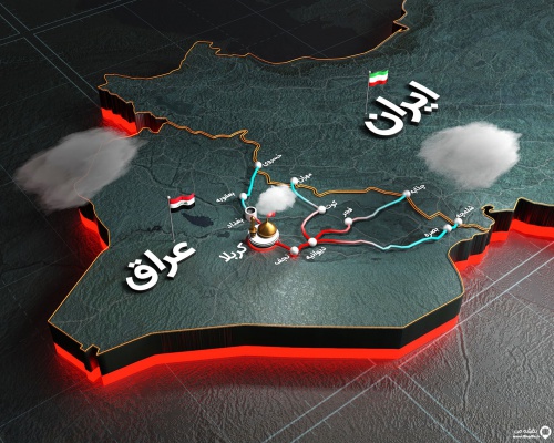 نقشه سه بعدی مسیر های پیاده روی اربعین