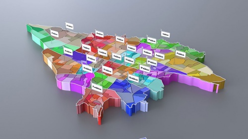 نقشه سه بعدی مناطق 22 گانه شهر تهران