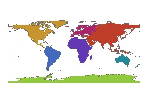 نقشه GIS مرزبندی  قاره های جهان در فرمت Shapefile 