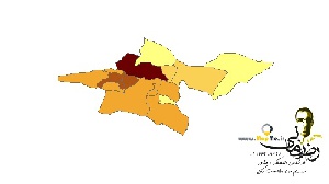 شیپ فایل تقسیم بندی شهرستانهای استان تهران به همراه اطلاعات جمعیتی بر اساس آمار سال 95