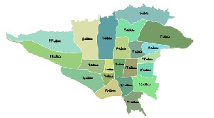 دانلود نقشه وکتور مناطق شهر تهران 