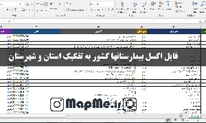 دانلود فایل اکسل لیست بیمارستانهای کشور به تفکیک استان و شهرستان به همراه نام و شماره تلفن