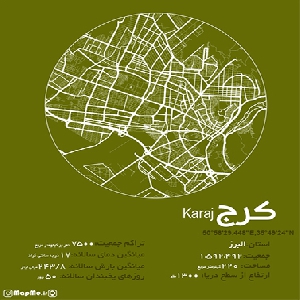 فایل وکتور pdf پوستر طرح گرافیکی نقشه خیابان های شهر کرج 