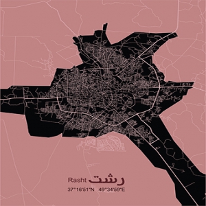 دانلود فایل وکتور پوستر نقشه گرافیکی خیابان های شهر رشت