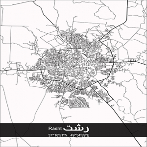 دانلود فایل وکتور پوستر نقشه گرافیکی خیابان های شهر رشت