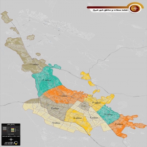  نقشه pdf محلات و مناطق شهر شیراز ابعاد بزرگ