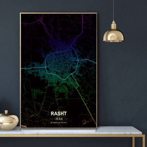پوستر نقشه مدرن شهر رشت در فرمت عکس با کیفیت بالا