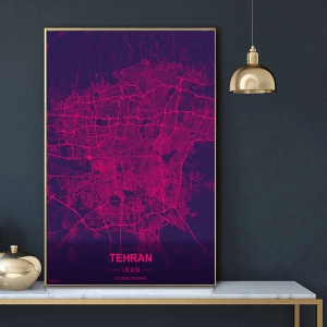 پوستر نقشه مدرن شهر تهران در فرمت عکس با کیفیت بالا