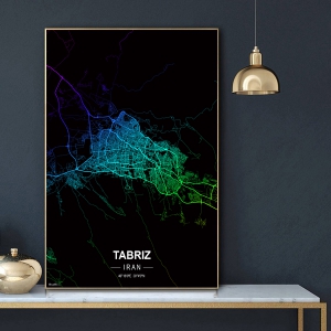 پوستر نقشه مدرن شهر تبریز در فرمت عکس با کیفیت بالا