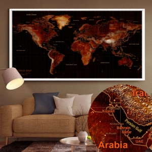 دانلود نقشه جهان با جزئیات دارای زمینه زرشکی مناسب چاپ برای تابلو دیواری