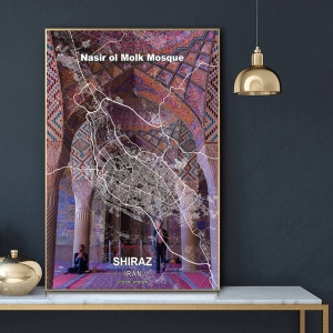 پوستر نقشه مدرن شهر شیراز در فرمت عکس با کیفیت بالا