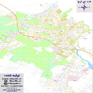 نقشه دقیق شهر کرج به با جزئیات و کیفیت بالا و کارتوگرافی زیبا به همراه آخرین تغییرات در سایز 40*60